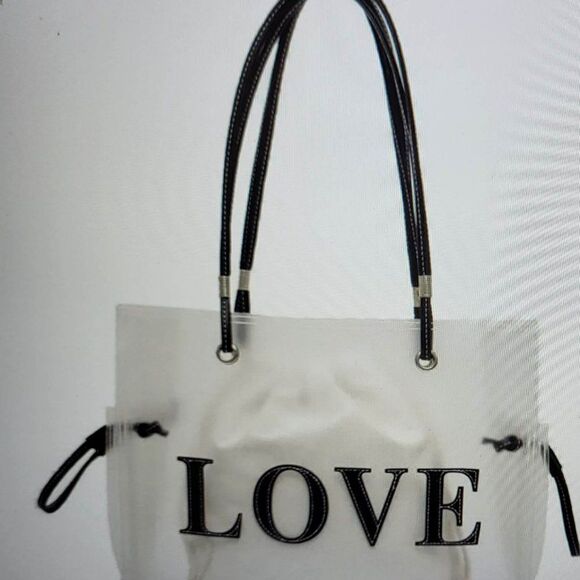 NWOT Large love jelly transparent shoulder tote bag - Picture 3 of 6